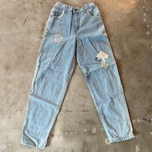 Vintage 80s Girls Hang Ten Patchwork Jeans.